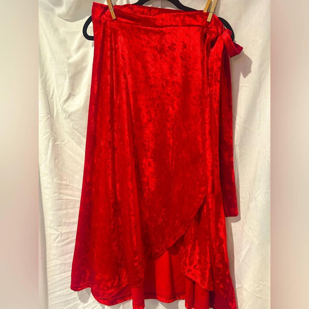 Elegant Red Velvet Wrap Skirt